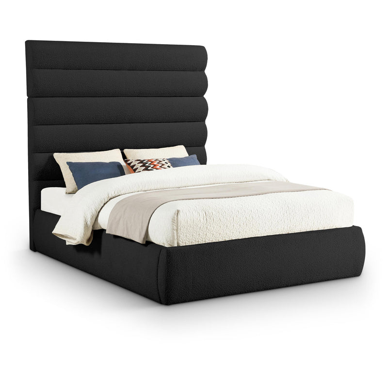 Meridian Adam Black Boucle Fabric Queen Bed IMAGE 1