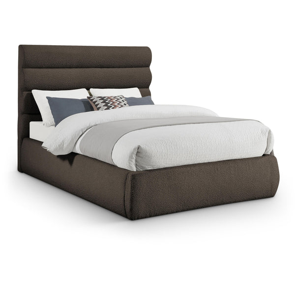 Meridian Adam Brown Boucle Fabric Full Bed IMAGE 1