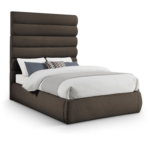 Meridian Adam Brown Boucle Fabric Full Bed IMAGE 1