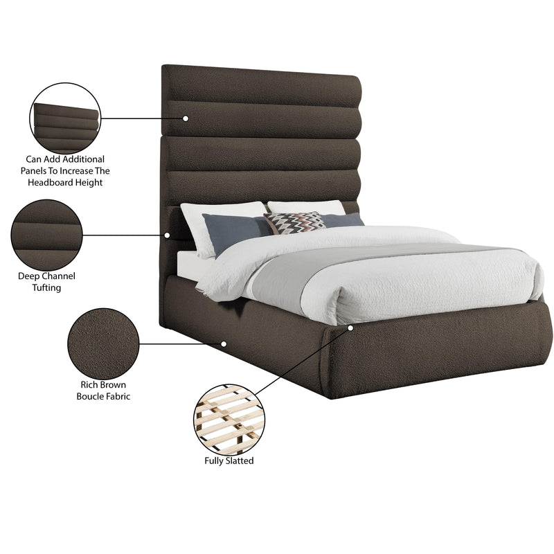 Meridian Adam Brown Boucle Fabric King Bed IMAGE 10