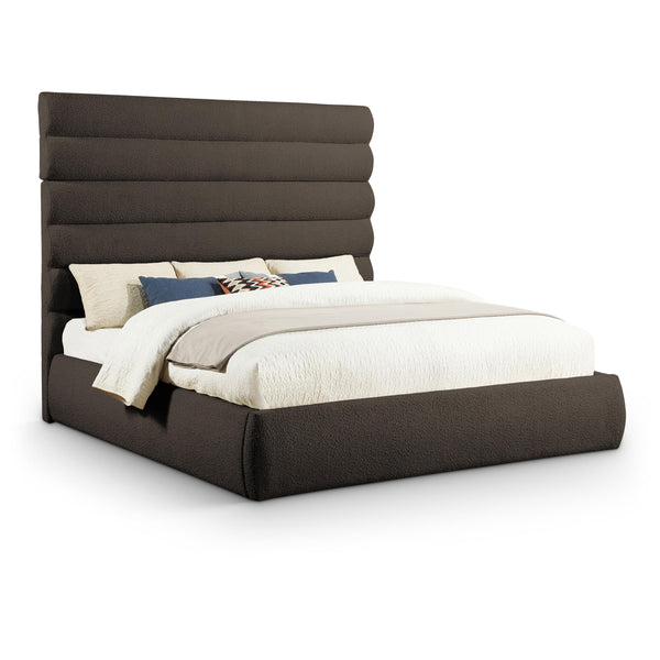 Meridian Adam Brown Boucle Fabric King Bed IMAGE 1