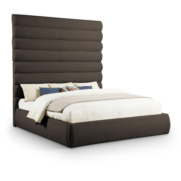Meridian Adam Brown Boucle Fabric King Bed IMAGE 1