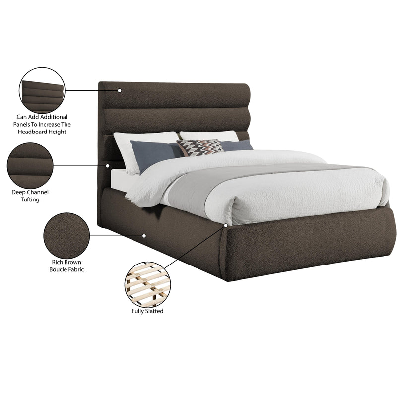 Meridian Adam Brown Boucle Fabric Queen Bed IMAGE 10