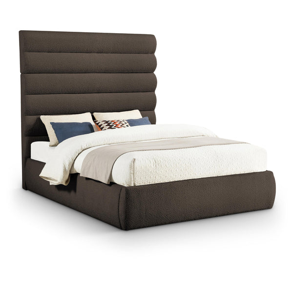 Meridian Adam Brown Boucle Fabric Queen Bed IMAGE 1