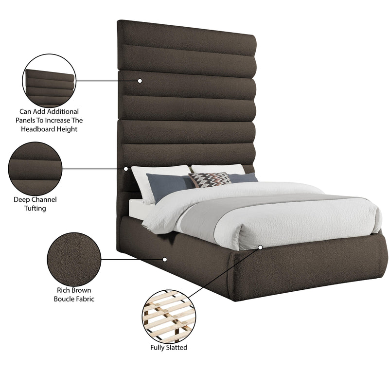 Meridian Adam Brown Boucle Fabric Queen Bed IMAGE 10