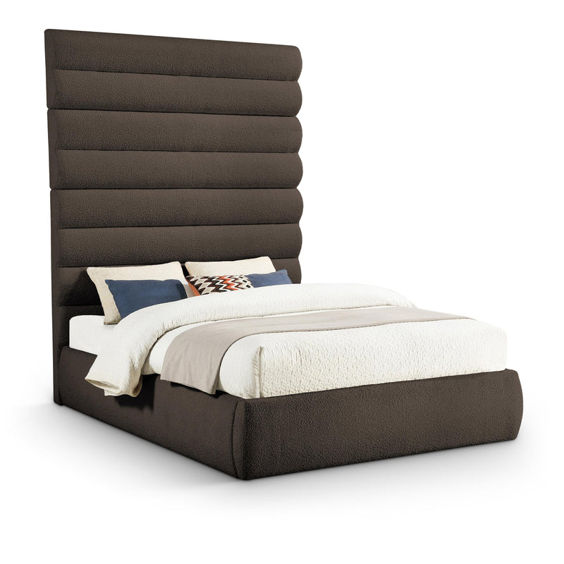 Meridian Adam Brown Boucle Fabric Queen Bed IMAGE 1