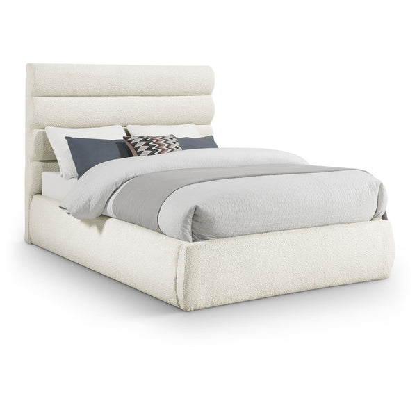 Meridian Adam Cream Boucle Fabric Full Bed IMAGE 1
