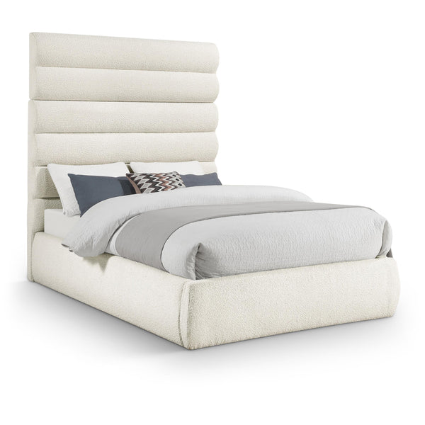 Meridian Adam Cream Boucle Fabric Full Bed IMAGE 1