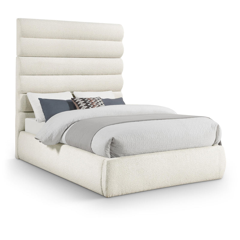 Meridian Adam Cream Boucle Fabric Full Bed IMAGE 1