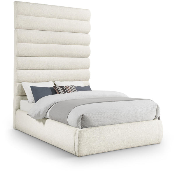 Meridian Adam Cream Boucle Fabric Full Bed IMAGE 1