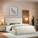 Meridian Adam Cream Boucle Fabric King Bed IMAGE 2