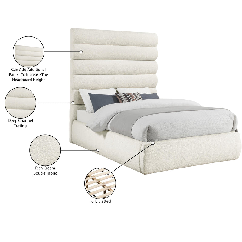 Meridian Adam Cream Boucle Fabric King Bed IMAGE 10