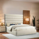 Meridian Adam Cream Boucle Fabric King Bed IMAGE 2