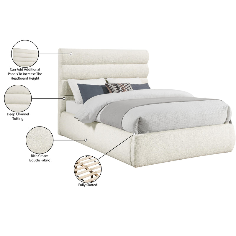 Meridian Adam Cream Boucle Fabric Queen Bed IMAGE 10