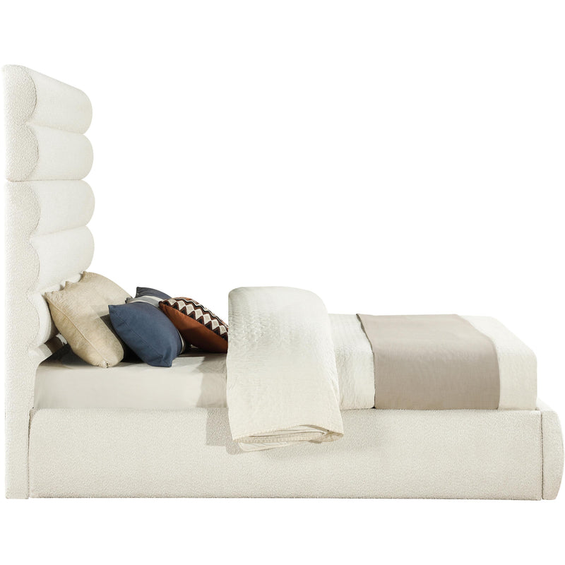 Meridian Adam Cream Boucle Fabric Queen Bed IMAGE 4
