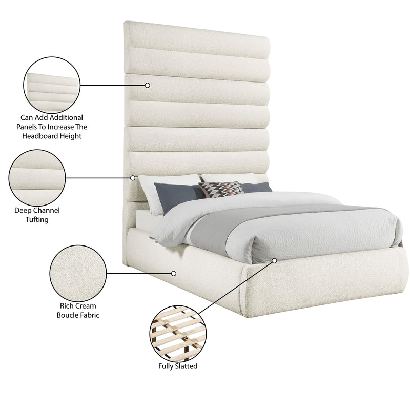 Meridian Adam Cream Boucle Fabric Queen Bed IMAGE 10