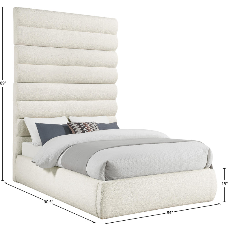Meridian Adam Cream Boucle Fabric Queen Bed IMAGE 9