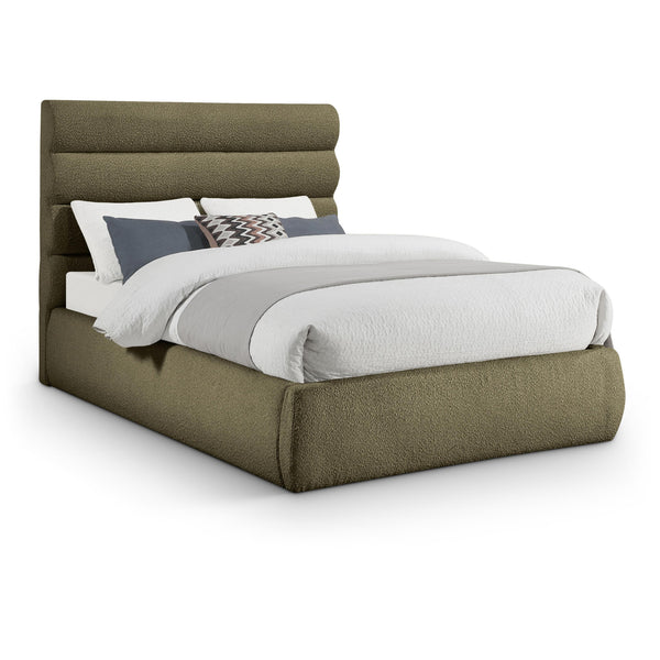 Meridian Adam Olive Boucle Fabric Full Bed IMAGE 1