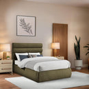 Meridian Adam Olive Boucle Fabric Full Bed IMAGE 2