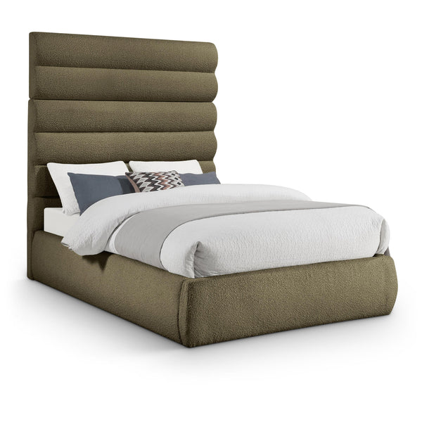 Meridian Adam Olive Boucle Fabric Full Bed IMAGE 1