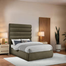 Meridian Adam Olive Boucle Fabric Full Bed IMAGE 2