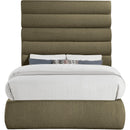 Meridian Adam Olive Boucle Fabric Full Bed IMAGE 3