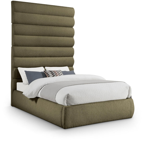 Meridian Adam Olive Boucle Fabric Full Bed IMAGE 1
