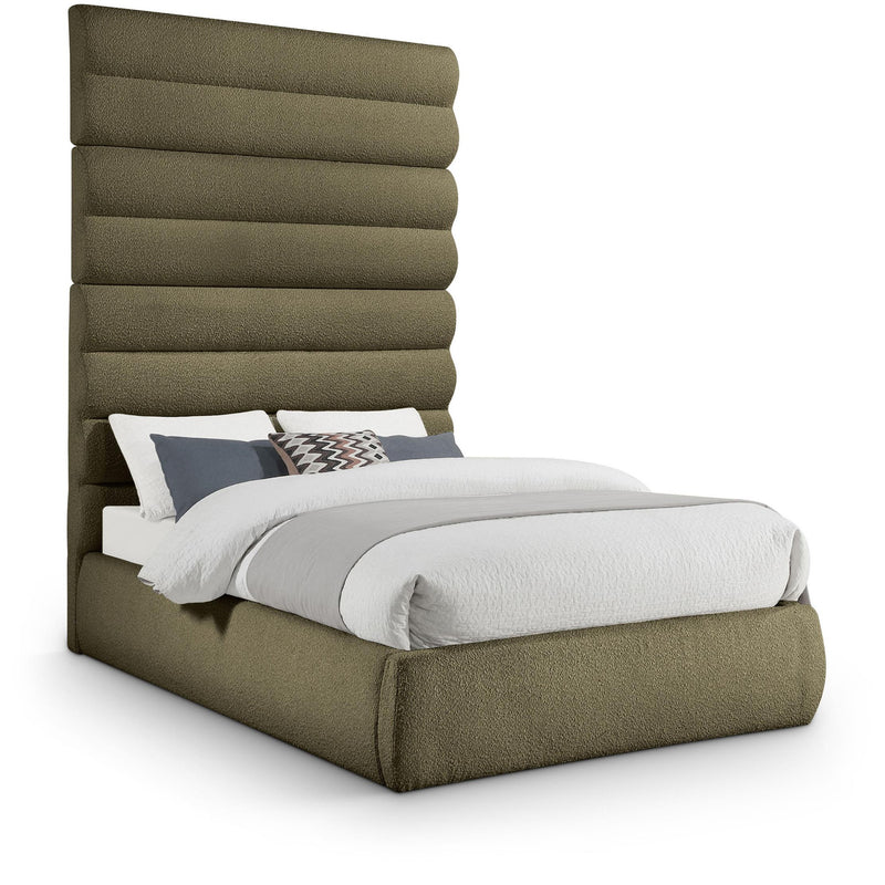 Meridian Adam Olive Boucle Fabric Full Bed IMAGE 1