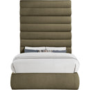 Meridian Adam Olive Boucle Fabric Full Bed IMAGE 3