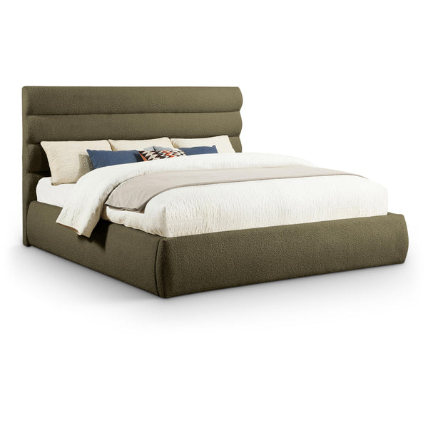 Meridian Adam Olive Boucle Fabric King Bed IMAGE 1