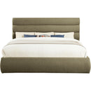 Meridian Adam Olive Boucle Fabric King Bed IMAGE 3