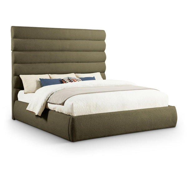 Meridian Adam Olive Boucle Fabric King Bed IMAGE 1