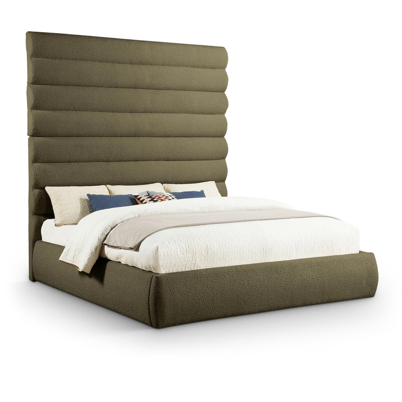Meridian Adam Olive Boucle Fabric King Bed IMAGE 1