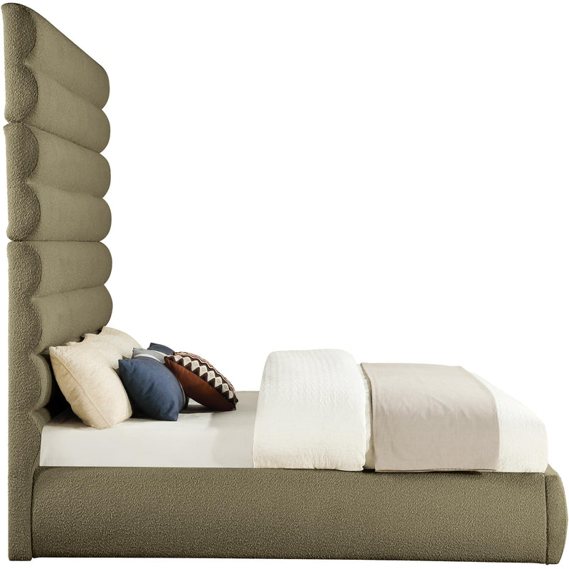 Meridian Adam Olive Boucle Fabric King Bed IMAGE 4
