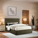 Meridian Adam Olive Boucle Fabric Queen Bed IMAGE 2