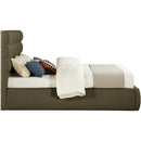 Meridian Adam Olive Boucle Fabric Queen Bed IMAGE 4