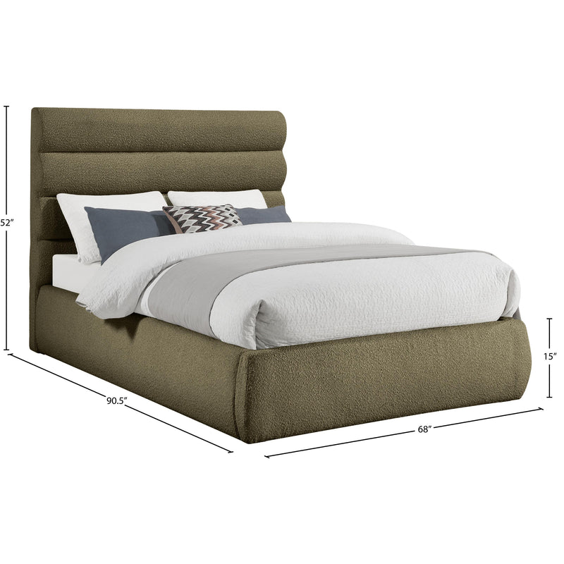 Meridian Adam Olive Boucle Fabric Queen Bed IMAGE 9