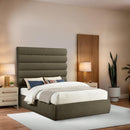 Meridian Adam Olive Boucle Fabric Queen Bed IMAGE 2