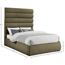Meridian Adam Olive Boucle Fabric Queen Bed IMAGE 9
