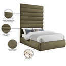 Meridian Adam Olive Boucle Fabric Queen Bed IMAGE 10