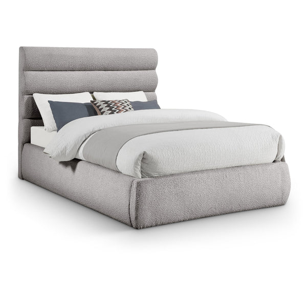 Meridian Adam Taupe Boucle Fabric Full Bed IMAGE 1