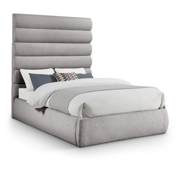 Meridian Adam Taupe Boucle Fabric Full Bed IMAGE 1