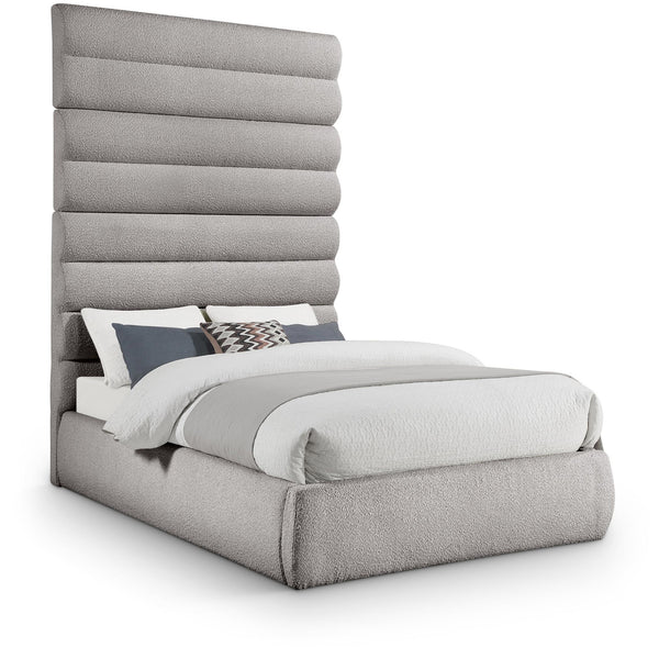 Meridian Adam Taupe Boucle Fabric Full Bed IMAGE 1