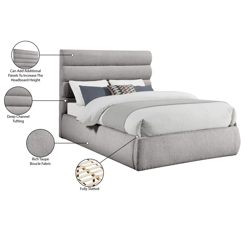 Meridian Adam Taupe Boucle Fabric King Bed IMAGE 10