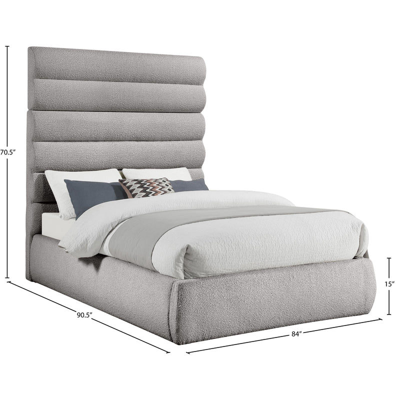 Meridian Adam Taupe Boucle Fabric King Bed IMAGE 9