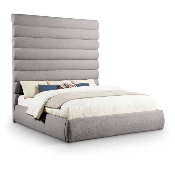 Meridian Adam Taupe Boucle Fabric King Bed IMAGE 1