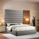 Meridian Adam Taupe Boucle Fabric King Bed IMAGE 2