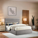 Meridian Adam Taupe Boucle Fabric Queen Bed IMAGE 2