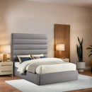 Meridian Adam Taupe Boucle Fabric Queen Bed IMAGE 2