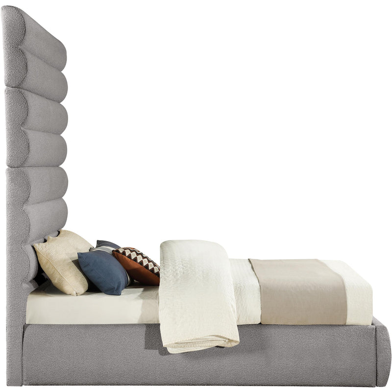 Meridian Adam Taupe Boucle Fabric Queen Bed IMAGE 4